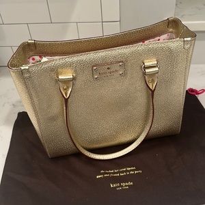 NWOT Kate Spade Morgan gold metallic tote 
12”x9”x4.5” handle drop 9”